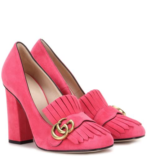 pink suede gucci loafers|gucci suede loafers women is.